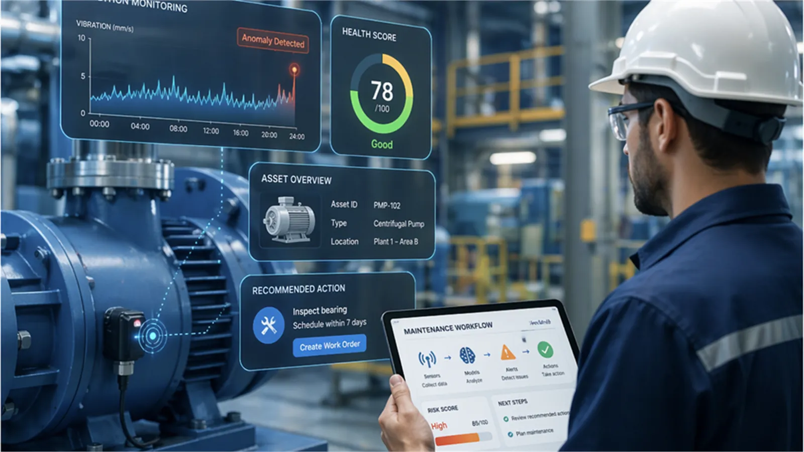 Predictive maintenance monitoring dashboard in an industrial setting