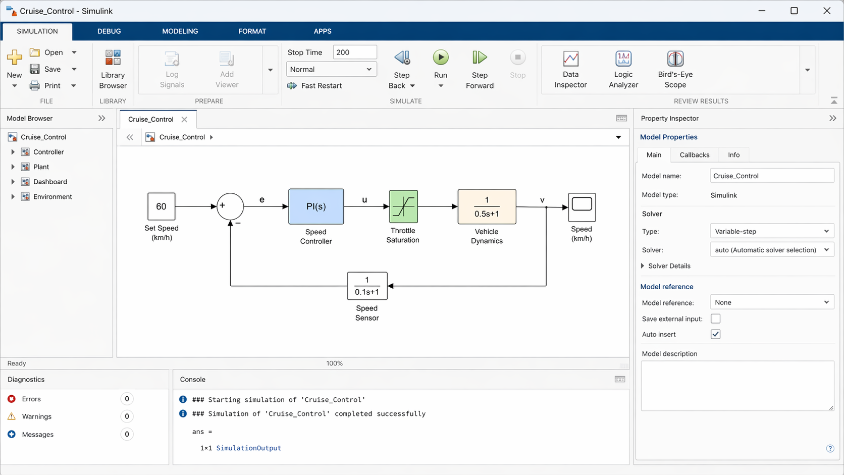Simulink interface preview